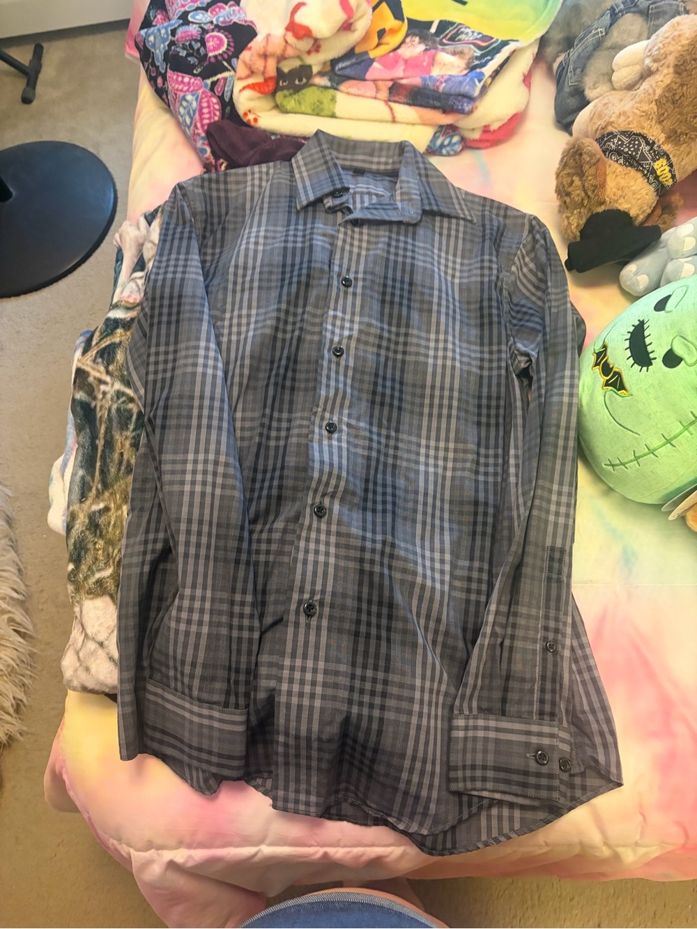 Apt. 9 Men's Gray Plaid Button-Down Shirt